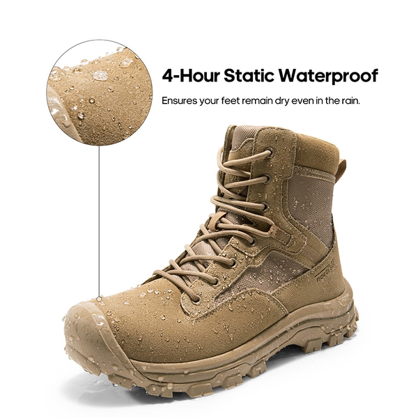 Men's Cap-Toe Waterproof Tactical Work Boots - SAND - 7